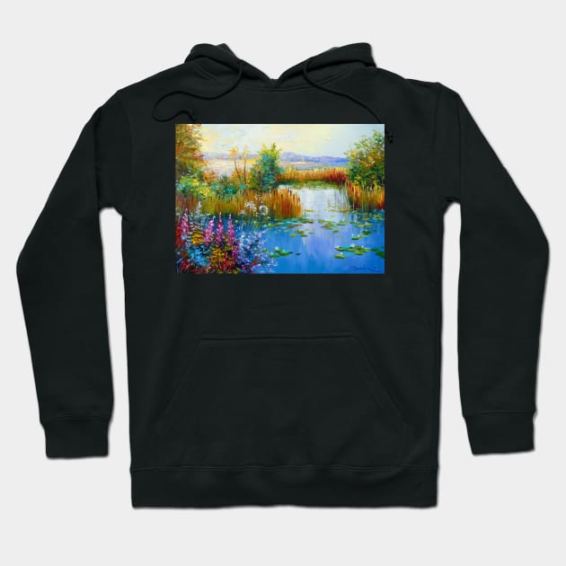 Flowers by the pond Hoodie by OLHADARCHUKART